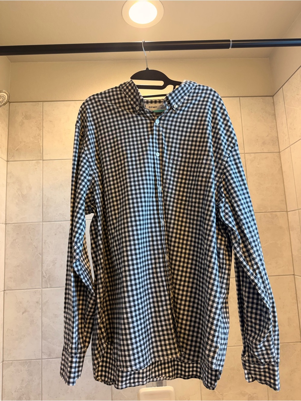 Old Navy Black and White Gingham Button-Down Shirt